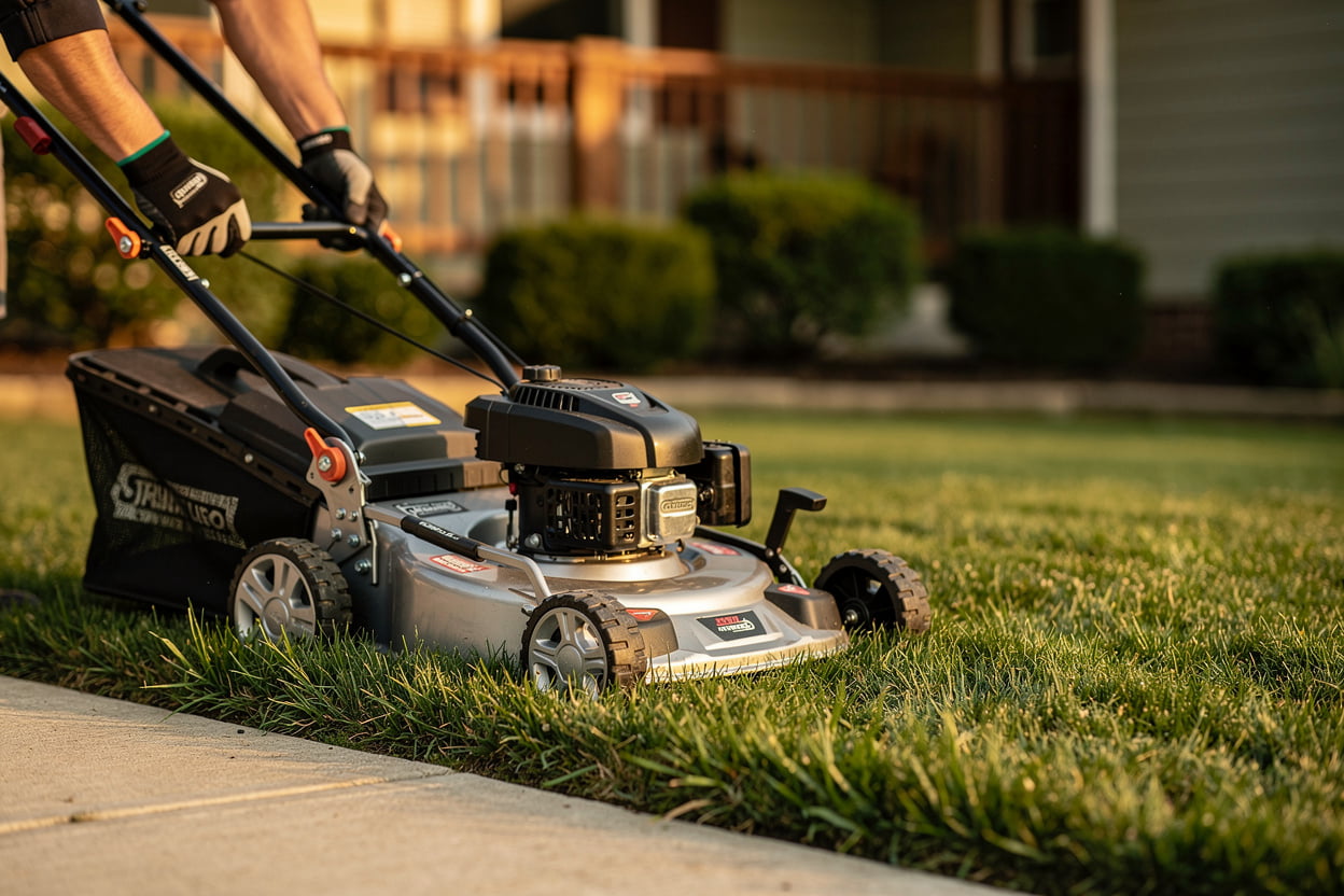 Green Ridge Landscaping crew providing recurring lawn care and edging on a well-kept Nashville, TN yard